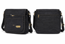 Black Messenger Shoulder Bag 30×30cm | Multi Pocket Crossbody Bag with Zip