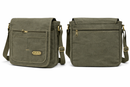 Olive Green Messenger Shoulder Bag | Crossbody Bag with Multiple Zip Pock