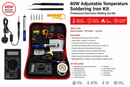 80W Adjustable Temperature Soldering Iron Kit with Digital Multimeter Electronics Welding Tool Set