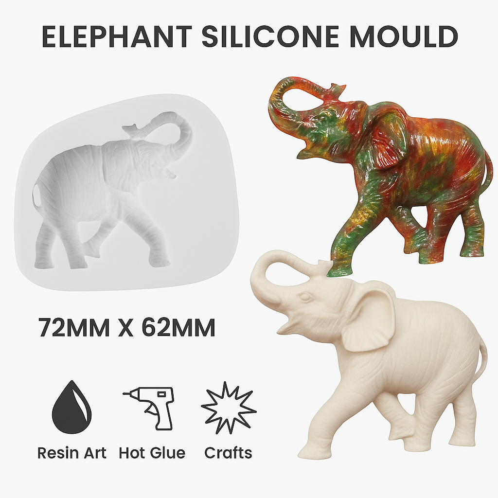 Elephant Silicone Mould (72mm x 62mm) for resin, hot glue