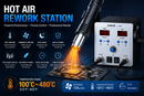 700W Hot Air Rework & 60W Soldering Station LED Digital SMD Repair Kit 240V