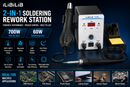 700W Hot Air Rework & 60W Soldering Station LED Digital SMD Repair Kit 240V