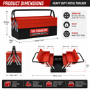 Heavy Duty 56cm  Metal Cantilever Toolbox 5 Tray Tool Box Steel Storage Organiser Red