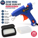 20w blue Mini HOT Glue Gun kit +20 Hot Glue Sticks 7*220mm & kit bag for Craft DIY