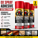 3x Heavy Duty Spray Adhesive 500ml Multi Purpose Glue Carpet Fabric Leather Aerosol