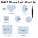18pcs Silicone Epoxy Resin Mould Set Coasters & Crafting Kit  Heart & Oval Shapes