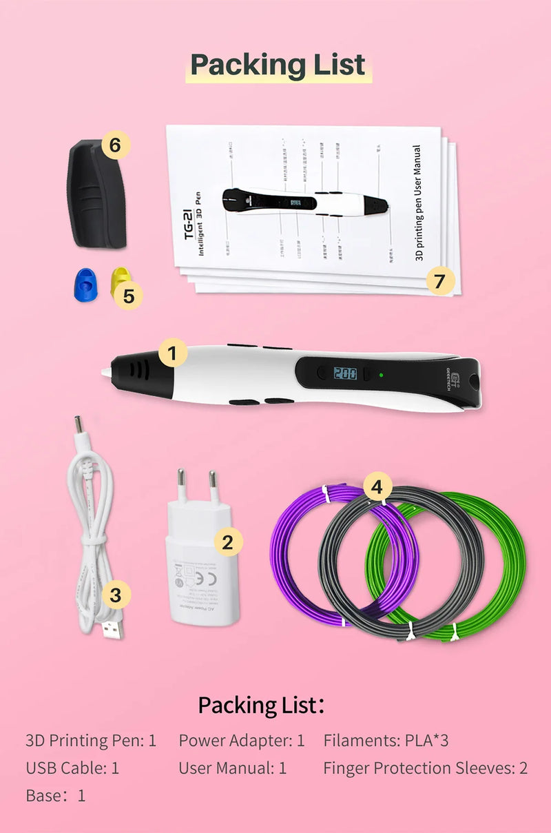 3D Pen with 20 Colours of PLA Filament