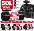 50L Extra Strong Black Refuse Bags – Heavy Duty Bin Liners 70 × 80cm