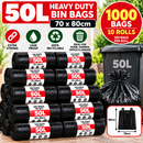 50L Extra Strong Black Refuse Bags – Heavy Duty Bin Liners 70 × 80cm