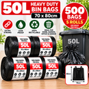50L Extra Strong Black Refuse Bags – Heavy Duty Bin Liners 70 × 80cm