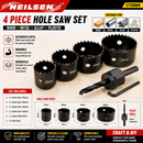 Neilsen 4Pc Hole Saw Set 32-54mm Wood Metal Plastic Cutter DIY Holesaw Kit
