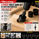 Neilsen 4Pc Hole Saw Set 32-54mm Wood Metal Plastic Cutter DIY Holesaw Kit