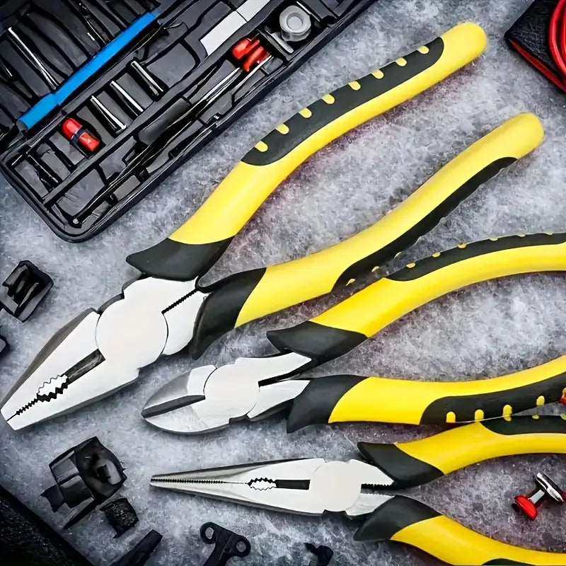 3pcs Pliers Set – Wire Cutter, Long Nose & Angled Pliers | Durable, Labor-Saving, Non-Electric Hand Tools