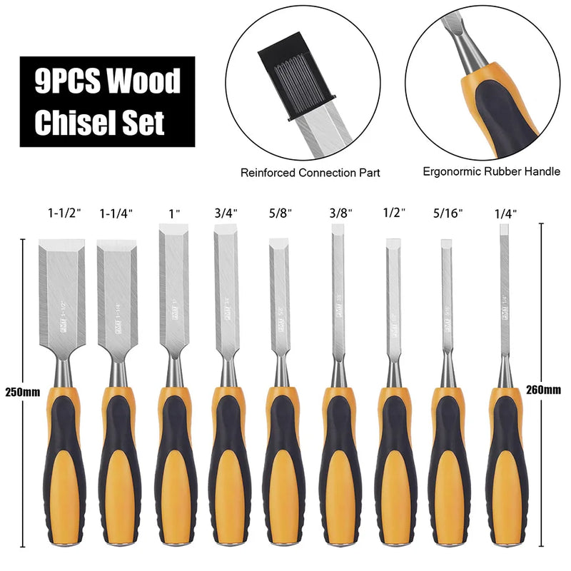 9-Piece Professional Wood Chisel Set