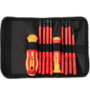 10pc VDE 500V Insulated Magnetic Screwdriver Set- Electrician Slotted Phillips Torx + Pouch