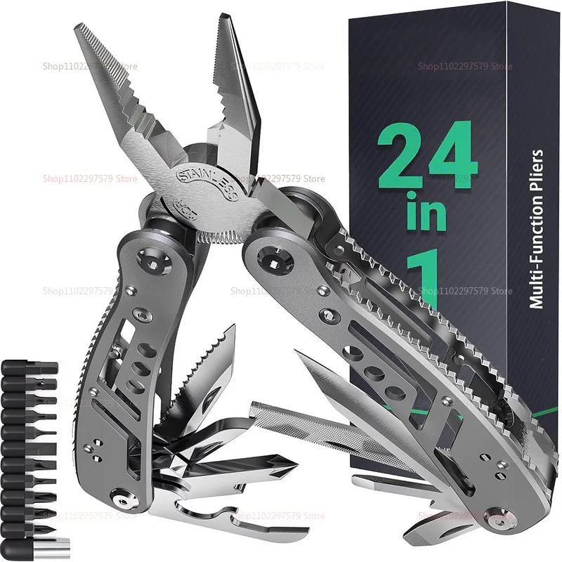 24-in-1 Stainless Steel Multi-Tool – Folding Pocket Pliers