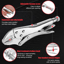 5pc Locking Pliers Set – Adjustable Curved Jaw Vice Grips, Quick Release