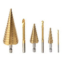 6-Piece Titanium-Coated Drill Bit Set – Step &amp; Twist Bits