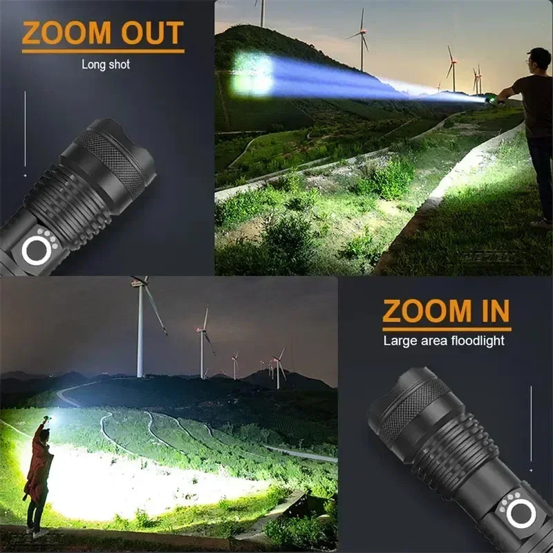 Tactical Flashlight kit - 26650 battery with box Rechargeable High Power LED