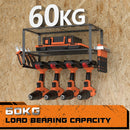 Wall Mounted Power Tool Organiser with 4 Drill Holders 3-Tier Shelf