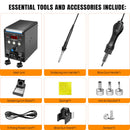 Digital Soldering Station Kit with Hot Air Gun – PID Temperature Control, LCD Display, 100°C–500°C