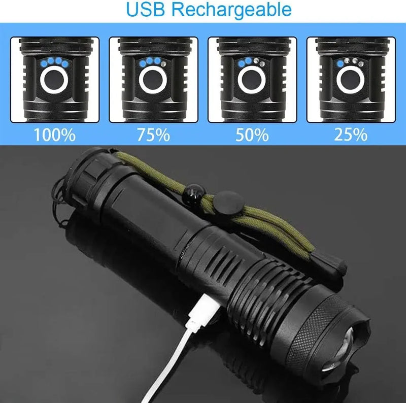 Tactical Flashlight kit - 26650 battery with box Rechargeable High Power LED