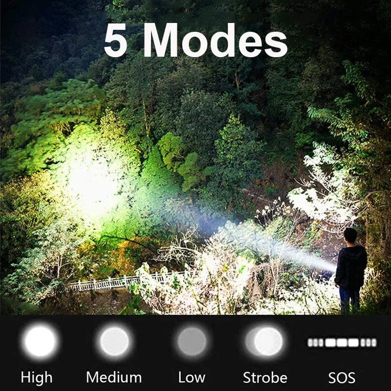 Tactical Flashlight kit - 26650 battery with box Rechargeable High Power LED