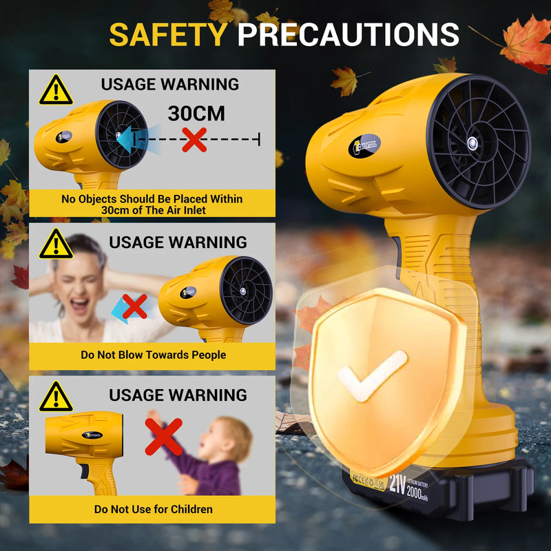 Cordless Leaf Blower - 2000mAh/21V rechargeable batteries