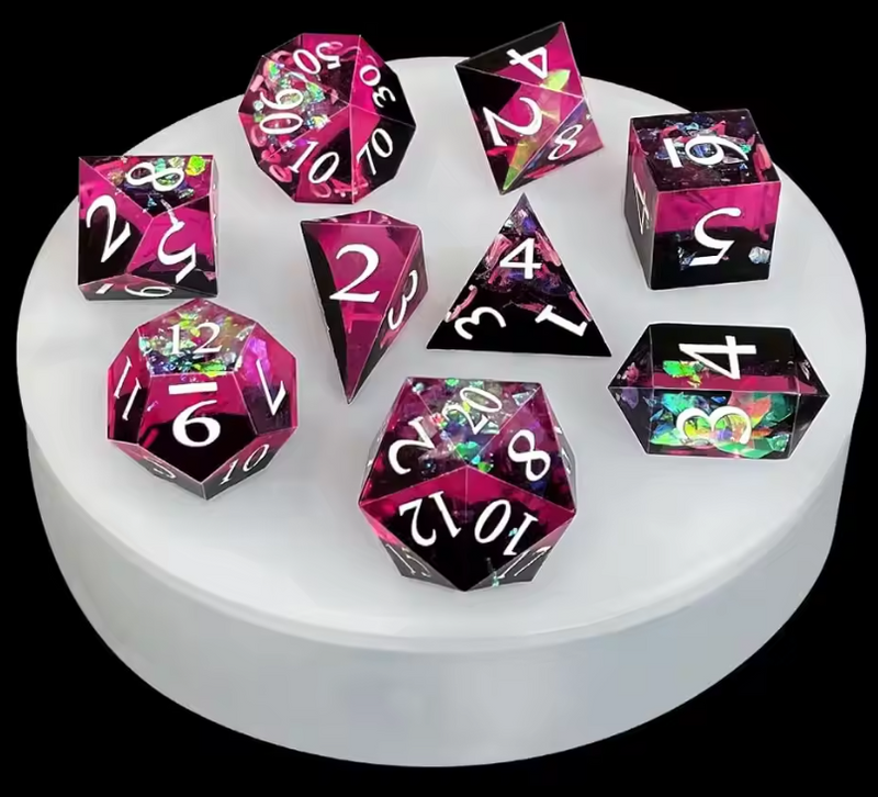 Silicone Casting mold Upgraded 9 Piece Sharp Edge Polyhedral Dice Mold