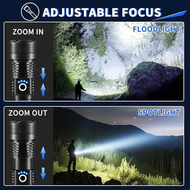 Tactical Flashlight kit - 26650 battery with box Rechargeable High Power LED