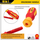 10pc VDE 500V Insulated Magnetic Screwdriver Set- Electrician Slotted Phillips Torx + Pouch
