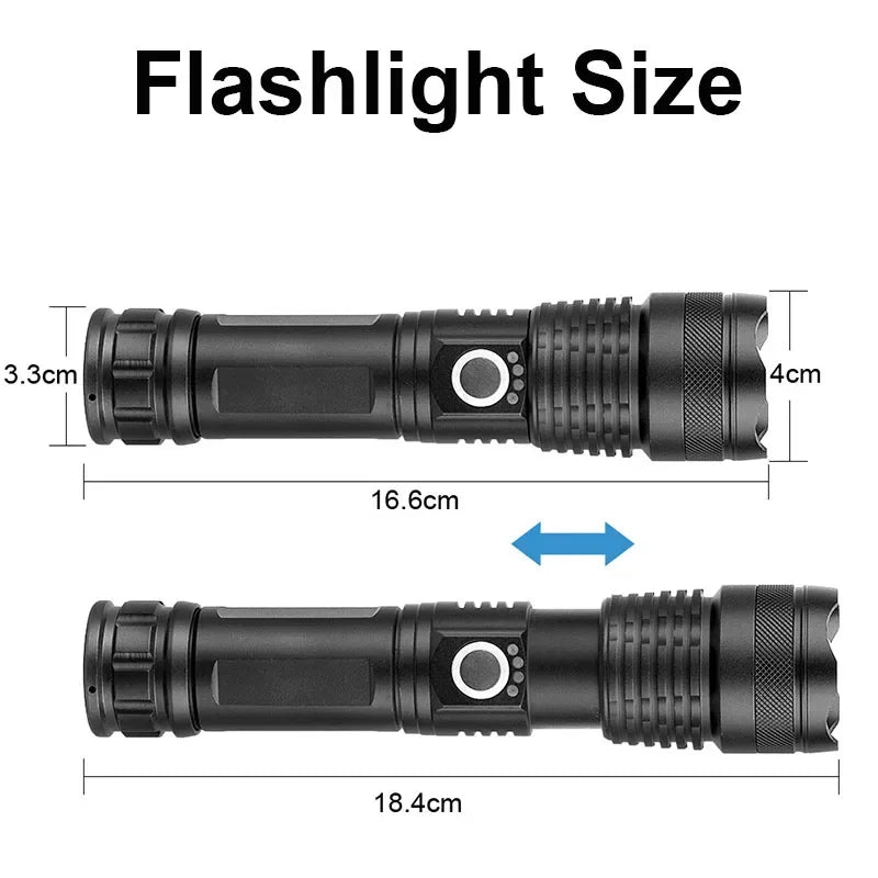 Tactical Flashlight kit - 26650 battery with box Rechargeable High Power LED