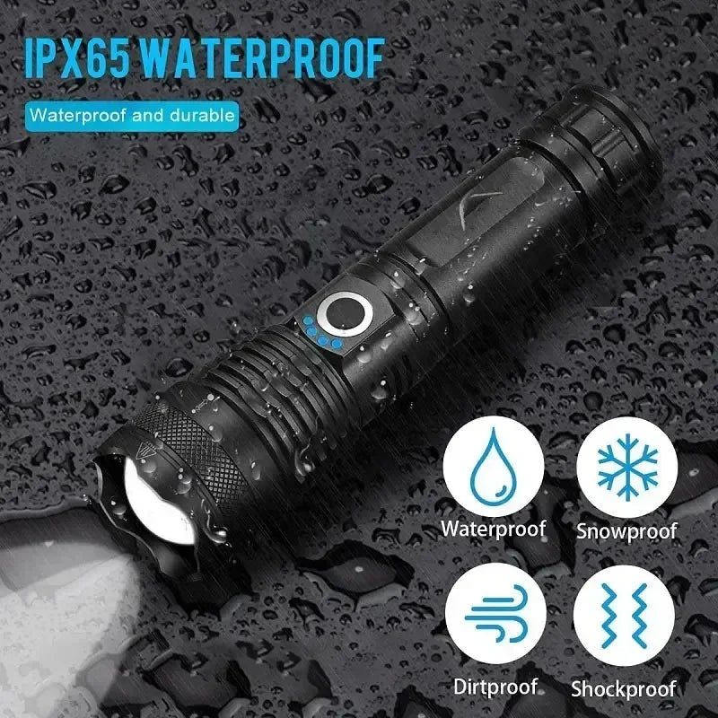 Tactical Flashlight kit - 26650 battery with box Rechargeable High Power LED