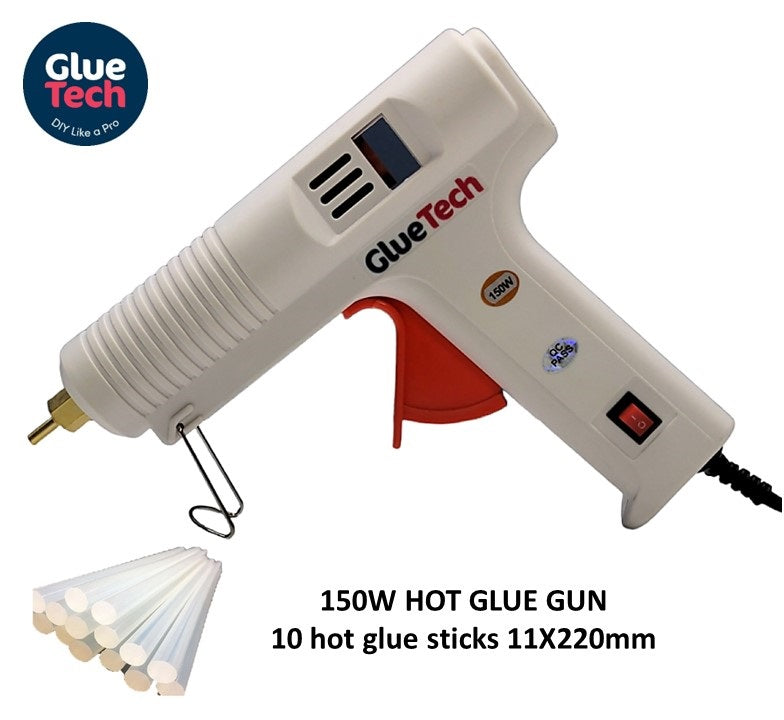 150W Hot Glue Gun KIT Professional Kit (With 2pcs Nozzles and 10 Sticks)