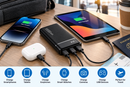 FX 10000mAh Power Bank USB-C 3A Fast Charge 3-Port Portable Charger Black