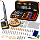 97Pc Wood Burning Kit LCD Pyrography Pen Soldering Iron Tips Stencils