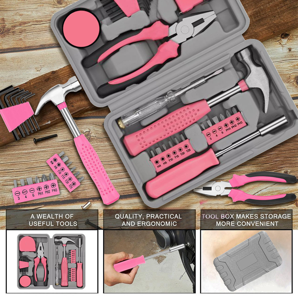 Pink Snow Tools 24-Piece Pink Tool Kit