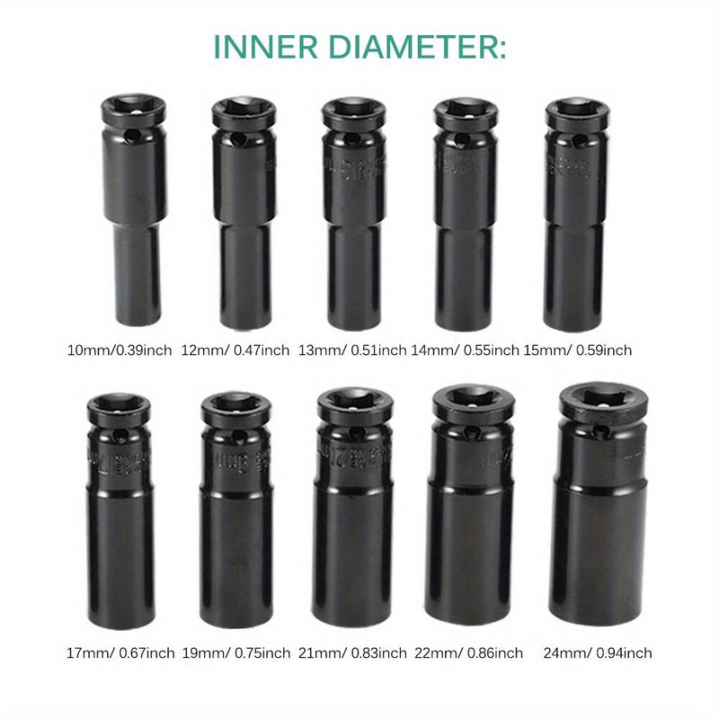 10-Piece 1/2" Drive Deep Impact Socket Set