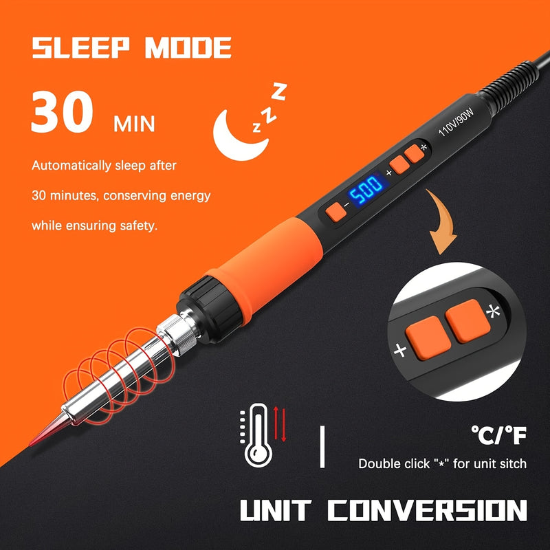11-in-1 Digital Soldering Iron Kit – 90W Ceramic Heater with LCD Display