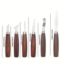6pc + Storage Pouch Wood Carving Chisel Set – Titanium Steel Blades, High Manganese Steel, Wooden Handles