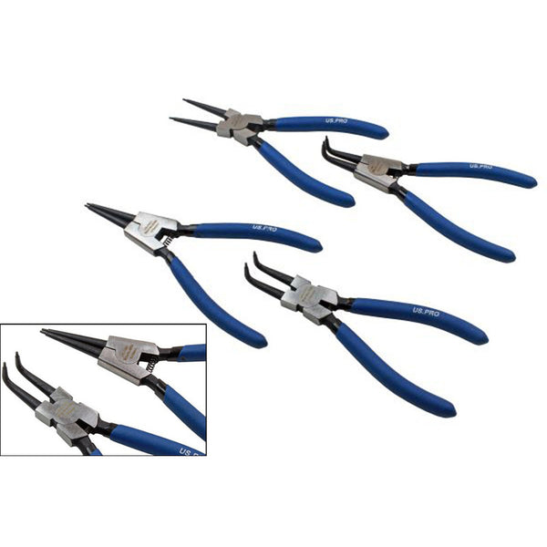 7'' Circlip Pliers Set 4pcs - Internal, External Bent & Straight 175mm US Pro