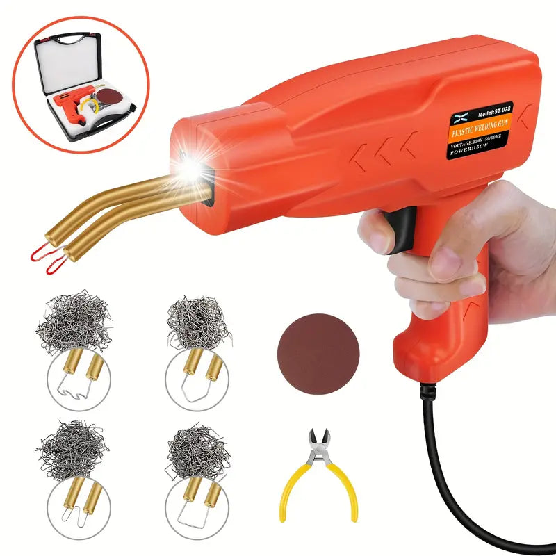 Plastic Welding Kit & Hot Stapler 2-in-1 – 800pcs Staples & Carry Case
