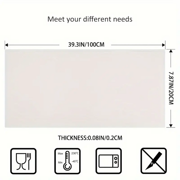 Durable Silicone Rubber Mat Roll – High-Temp Gasket Sheet, 99.8×20 cm (0.1 cm & 0.2 cm Thick)