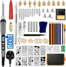 97Pc Wood Burning Kit LCD Pyrography Pen Soldering Iron Tips Stencils