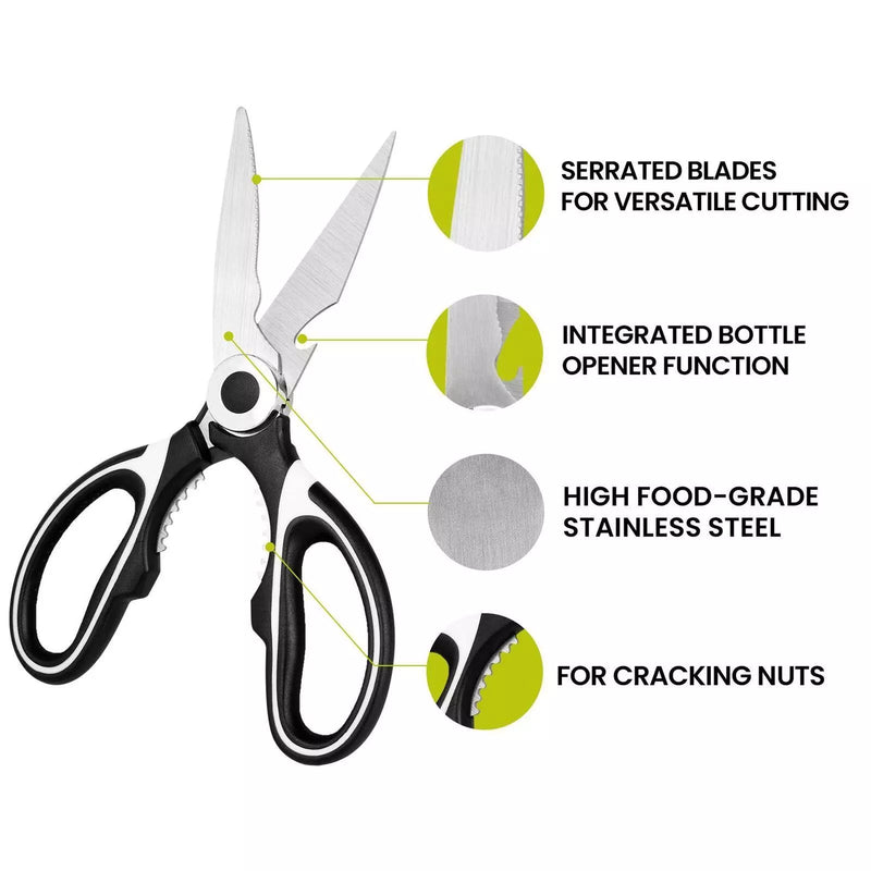 2 x Kitchen Scissors Heavy Duty Stainless Steel Shears Household Multi Purpose
