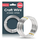 50M Craft Wire – 0.7mm (20 Gauge) Silver Aluminium