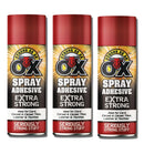 3x Heavy Duty Spray Adhesive 500ml Multi Purpose Glue Carpet Fabric Leather Aerosol