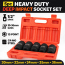 5pc Heavy Duty Deep Impact Socket Set 1/2" Drive – 30-36mm