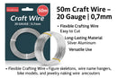 50M Craft Wire – 0.7mm (20 Gauge) Silver Aluminium