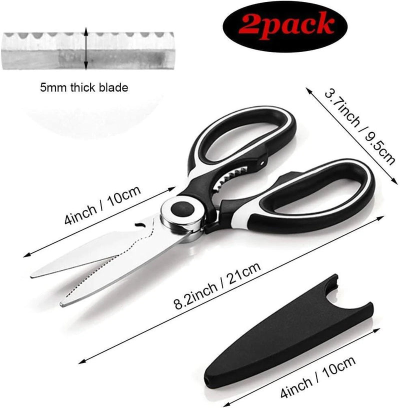 2 x Kitchen Scissors Heavy Duty Stainless Steel Shears Household Multi Purpose